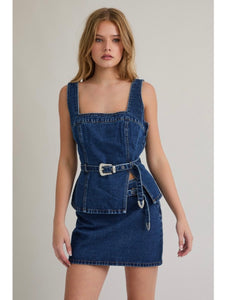Indigo Square Neck Denim Top