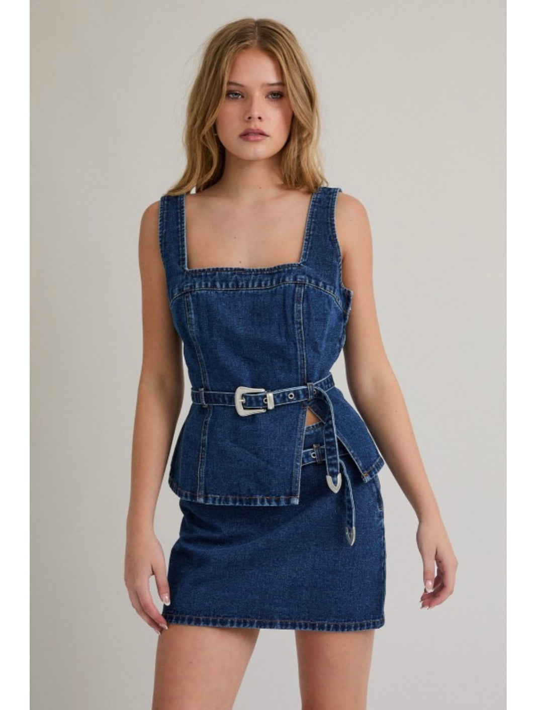 Indigo Square Neck Denim Top