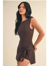 Load image into Gallery viewer, Chocolate Wrap Tie Front Athleisure Dress
