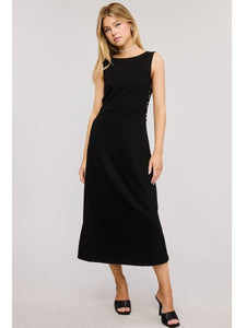 Black Side Ring Midi Dress