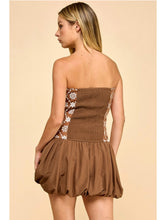 Load image into Gallery viewer, Mocha Floral Embroidered Strapless Dress
