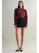 Load image into Gallery viewer, Wine Gathered Button Down Top
