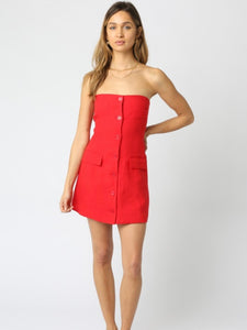 Red Linen Giselle Dress