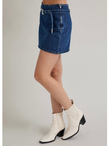 Indigo Buckle Denim Skirt