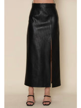 Load image into Gallery viewer, Black Faux Leather Midi Skirt
