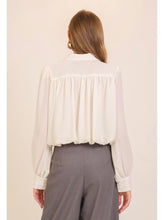 Load image into Gallery viewer, Ivory Bubble Hem Chiffon Blouse
