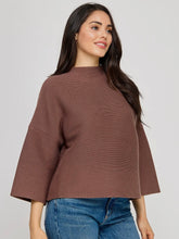Load image into Gallery viewer, Chocolate Ribbed Mock Neck Top
