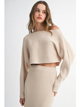 Load image into Gallery viewer, Taupe Crop Knit Top &amp; Midi Skirt Set
