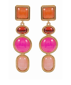 Fuchsia Multi Stone Drop Earrings