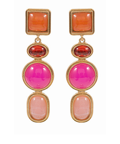 Fuchsia Multi Stone Drop Earrings