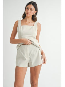 Oatmeal Linen Mix Shorts Set