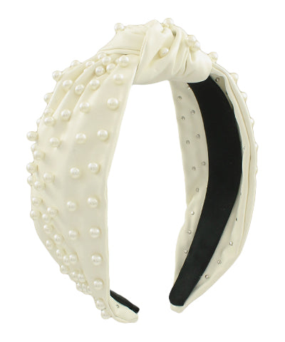 Ivory Pearl Leather Headband