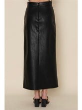 Load image into Gallery viewer, Black Faux Leather Midi Skirt
