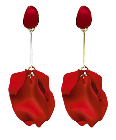 Red Petal Drop Earrings