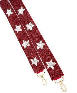 Crimson & White Star Beaded Bag Strap