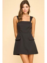 Load image into Gallery viewer, Black Square Neck Flap Pocket Dress
