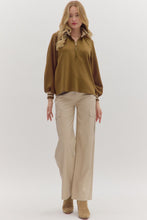Load image into Gallery viewer, Olive Knit Stripe Hem Half Zip
