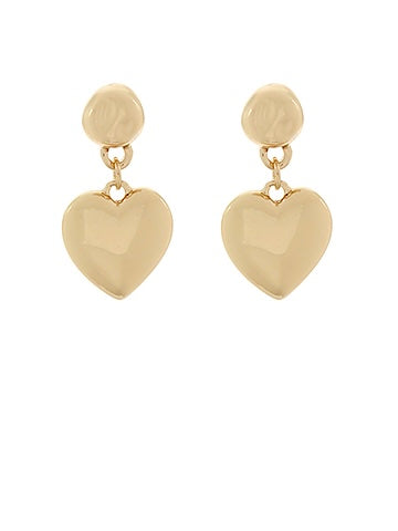 Gold Heart Puff Earrings