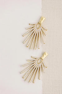 White Sunburst Drop Earrings