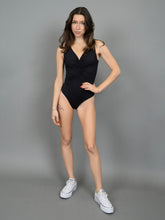 Load image into Gallery viewer, Black Viola Shirred Bodysuit
