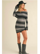 Load image into Gallery viewer, Black Gradient Off Shoulder Sweater Dress
