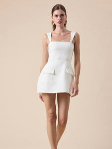 White Square Neck Mini Dress