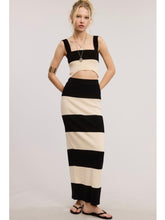 Load image into Gallery viewer, Ivory &amp; Black Stripe Crop Top &amp; Maxi Skirt Set
