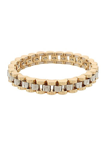 Gold & Rhodium Watchband Bracelet
