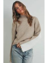 Load image into Gallery viewer, Taupe &amp; Ivory Two Toned Sweater

