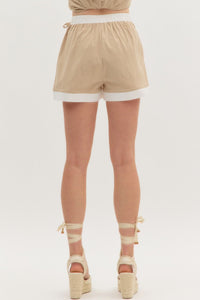 Taupe & White Contrast Skort