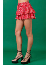 Load image into Gallery viewer, Red Floral Ruffle Skort
