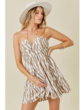 Load image into Gallery viewer, Ivory &amp; Mocha Zebra Halter Dress
