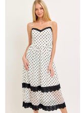 Load image into Gallery viewer, White &amp; Black Polka Dot Midi Dress
