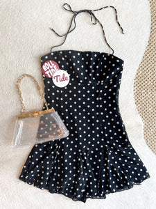 Black Polka Dot Halter Dress