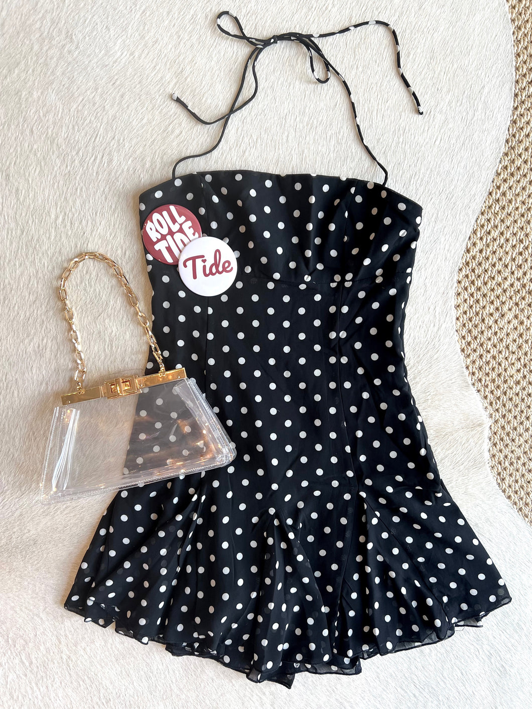 Black Polka Dot Halter Dress