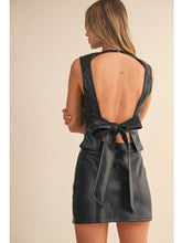 Load image into Gallery viewer, Black Leather Open Back Top &amp; Mini Skirt Set
