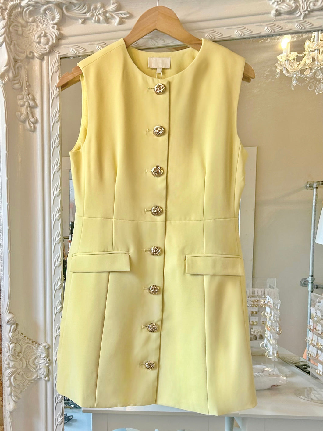 Yellow Gold Button Front Dress