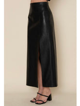 Load image into Gallery viewer, Black Faux Leather Midi Skirt
