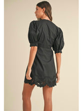 Load image into Gallery viewer, Black Embroidered Puff Sleeve Dress
