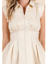 Load image into Gallery viewer, Beige Pleated Zip Dress
