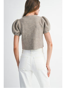 Mocha Puff Sleeve Knit Top