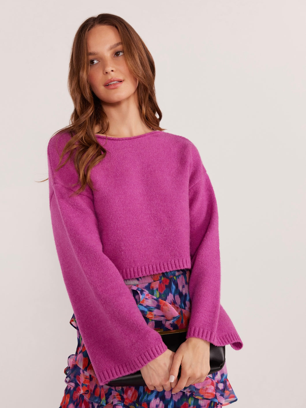 MinkPink Magenta Cropped Sweater