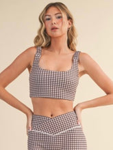 Load image into Gallery viewer, Brown Gingham Ruched Bra Top
