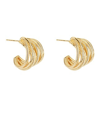 Gold Layered & Textured Hoops