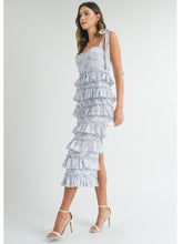 Load image into Gallery viewer, Blue Floral Ruffle Tiered Midi Dress
