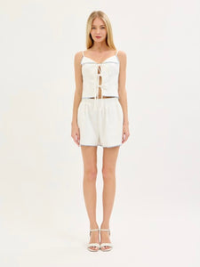 White & Blue Scalloped Edge Shorts Set