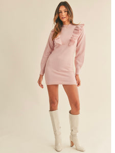 Blush Ruffle Front Sweater Dress