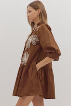 Load image into Gallery viewer, Brown Floral Embroidered Dress
