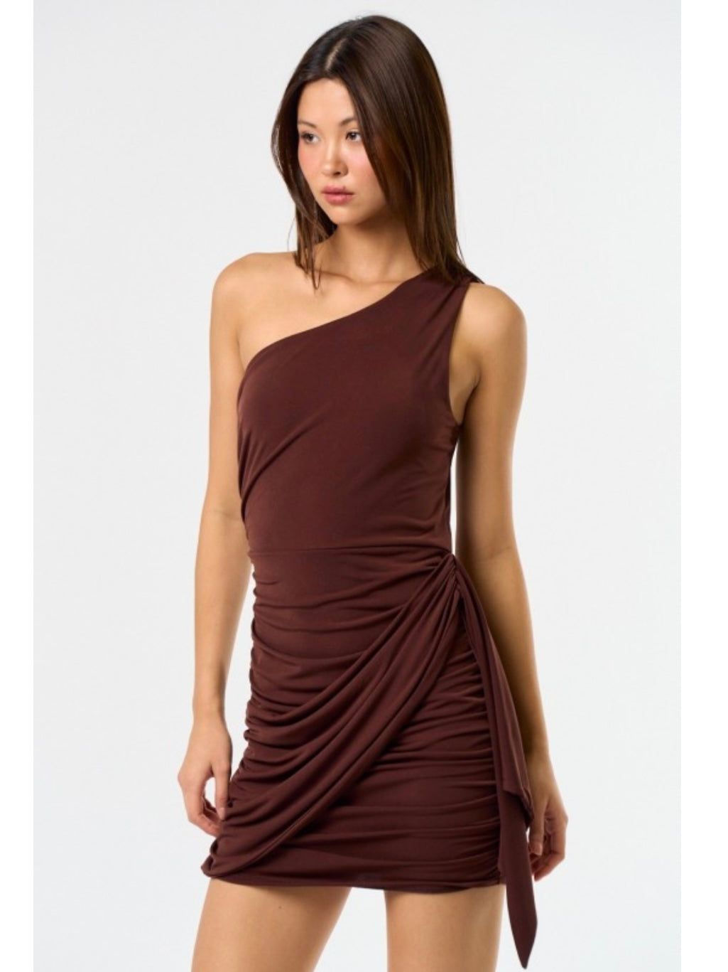 Brown One Shoulder Dress