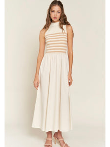 (PREORDER) Beige Stripe Knit Maxi Dress